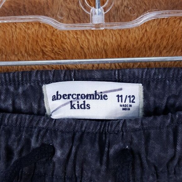 ABERCROMBIE Boys Shorts Size 11 12 Gray Mineral Wash Chino Pull On Pockets - Picture 4 of 6